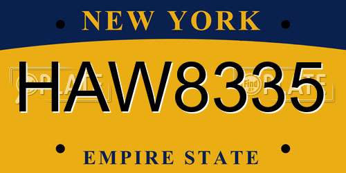 HAW8335 New York License Plate