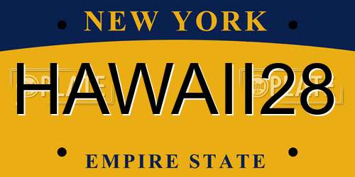 HAWAII28 New York License Plate