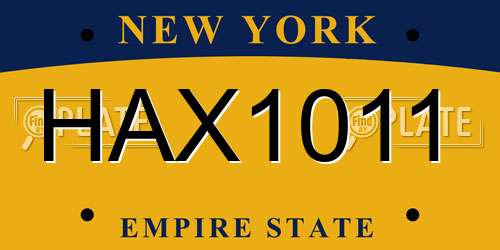 HAX1011 New York License Plate