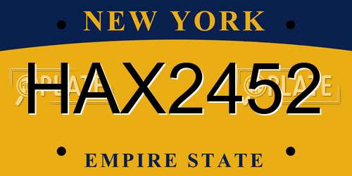 HAX2452 New York License Plate
