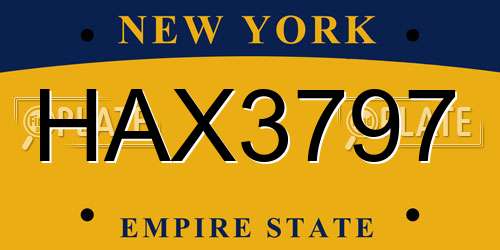HAX3797 New York License Plate