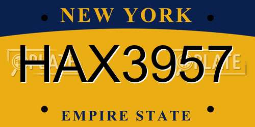 HAX3957 New York License Plate
