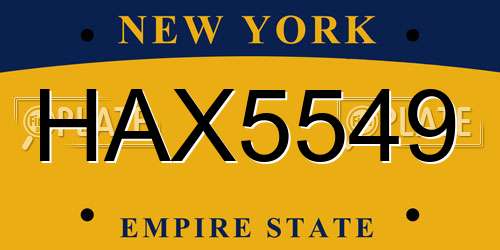 HAX5549 New York License Plate
