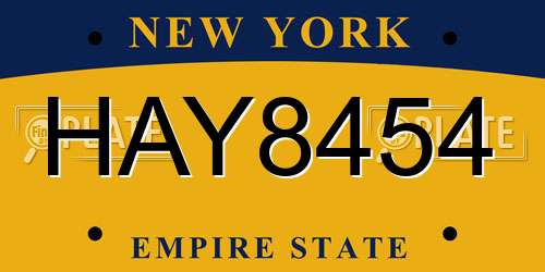 HAY8454 New York License Plate