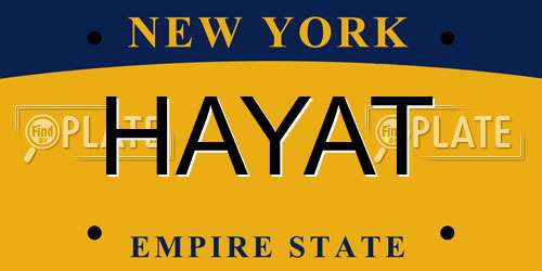 HAYAT New York License Plate