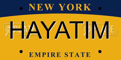 HAYATIM New York License Plate