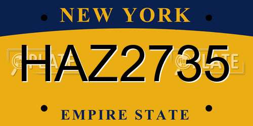 HAZ2735 New York License Plate