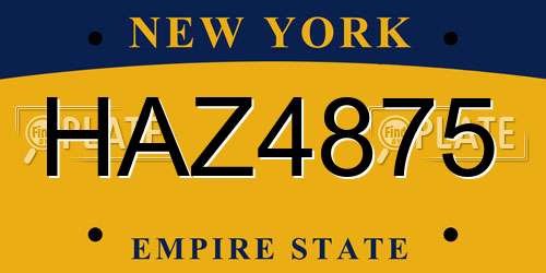 HAZ4875 New York License Plate