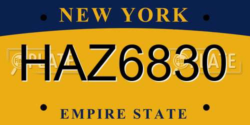HAZ6830 New York License Plate