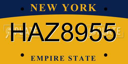 HAZ8955 New York License Plate