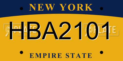 HBA2101 New York License Plate