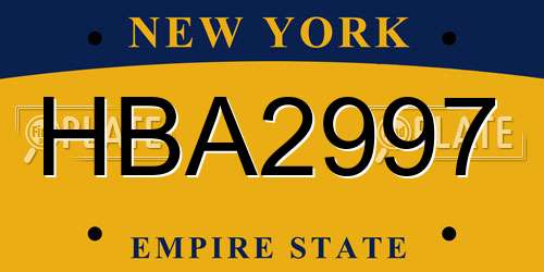 HBA2997 New York License Plate