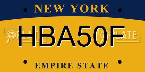 HBA50F New York License Plate
