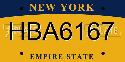 HBA6167 New York License Plate