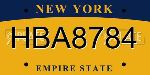HBA8784 New York License Plate