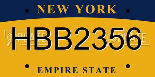 HBB2356 New York License Plate