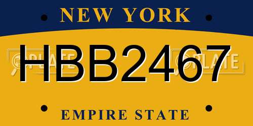 HBB2467 New York License Plate