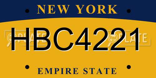 HBC4221 New York License Plate