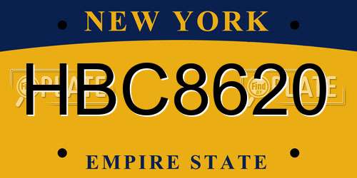 HBC8620 New York License Plate