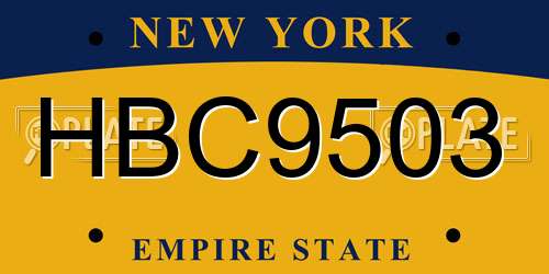 HBC9503 New York License Plate