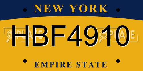 HBF4910 New York License Plate