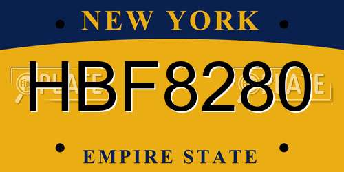 HBF8280 New York License Plate