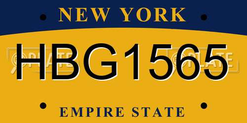 HBG1565 New York License Plate