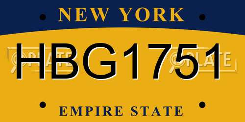 HBG1751 New York License Plate