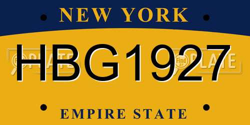 HBG1927 New York License Plate