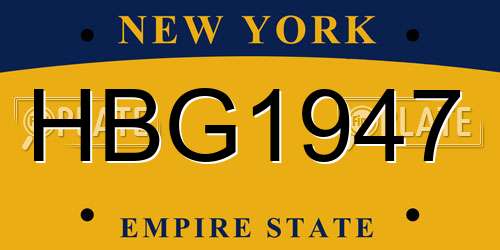 HBG1947 New York License Plate