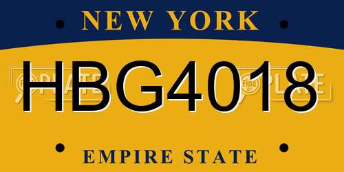 HBG4018 New York License Plate