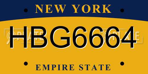 HBG6664 New York License Plate