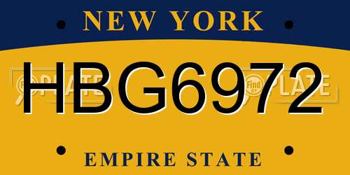 HBG6972 New York License Plate