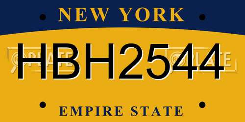 HBH2544 New York License Plate