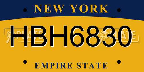 HBH6830 New York License Plate