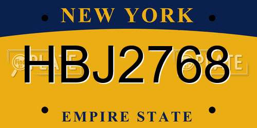 HBJ2768 New York License Plate
