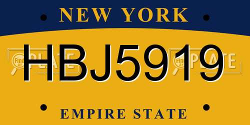 HBJ5919 New York License Plate
