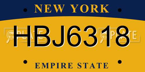 HBJ6318 New York License Plate