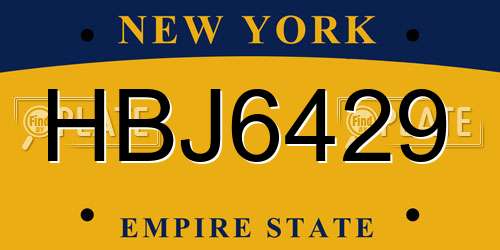 HBJ6429 New York License Plate