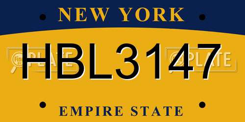 HBL3147 New York License Plate