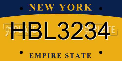 HBL3234 New York License Plate
