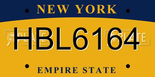 HBL6164 New York License Plate