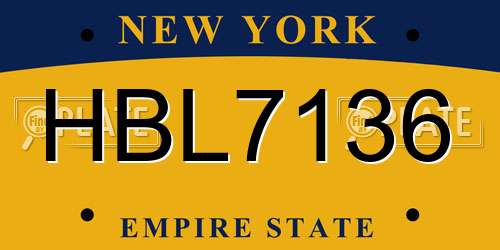 HBL7136 New York License Plate
