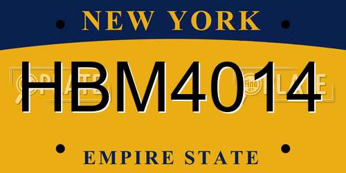 HBM4014 New York License Plate