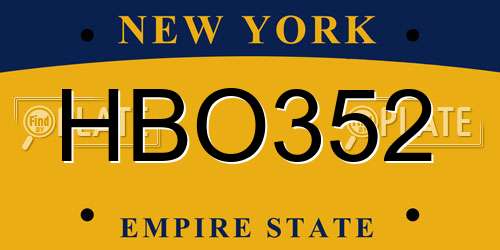 HBO352 New York License Plate