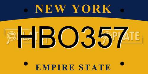 HBO357 New York License Plate