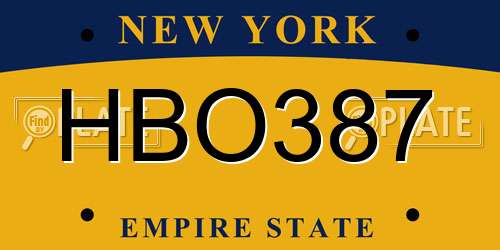 HBO387 New York License Plate