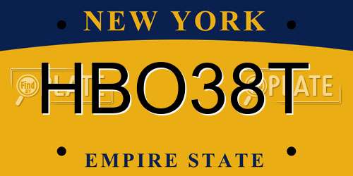 HBO38T New York License Plate