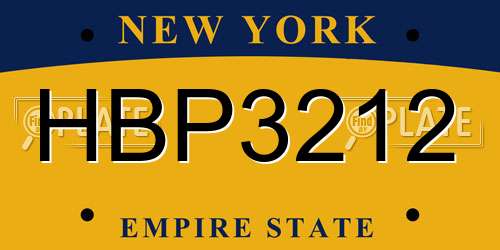 HBP3212 New York License Plate