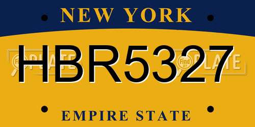 HBR5327 New York License Plate